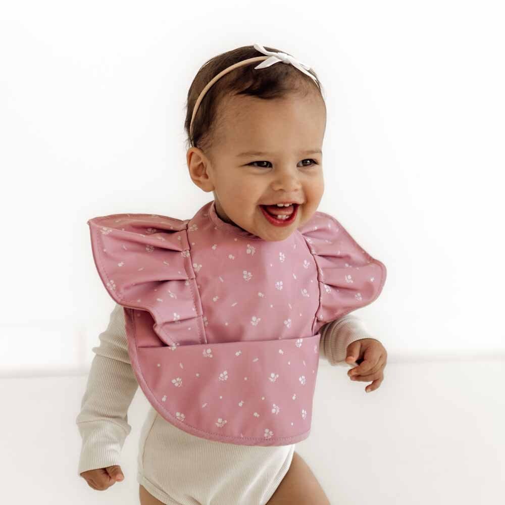 Pink Fleur Frill - Snuggle Bib Waterproof